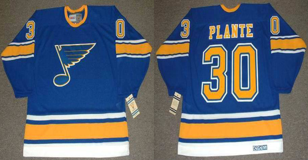 2019 Men St.Louis Blues 30 Plante blue CCM NHL jerseys